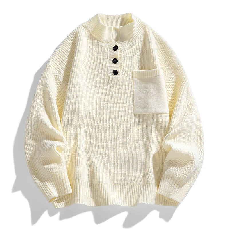 Belcino | Jersey de punto grueso de invierno con botones para hombre