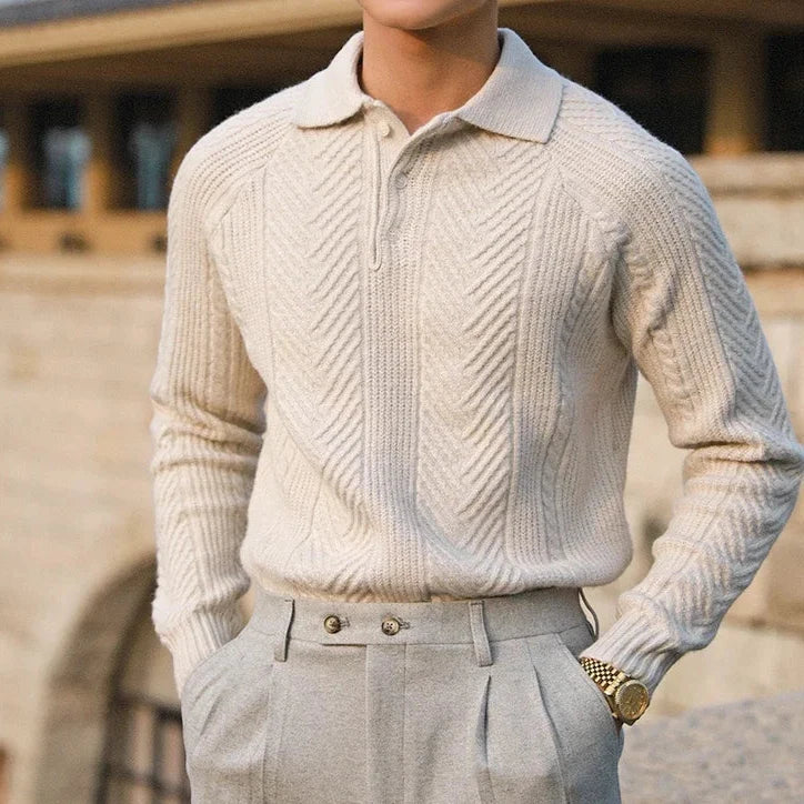 Ismael | Jersey polo de punto con diseño trenzado para hombre