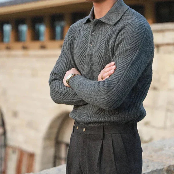 Ismael | Jersey polo de punto con diseño trenzado para hombre