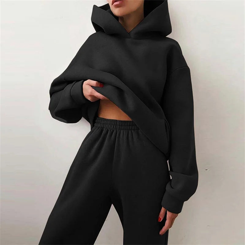 Nieva | Conjunto de chándal oversize de invierno con capucha para mujer