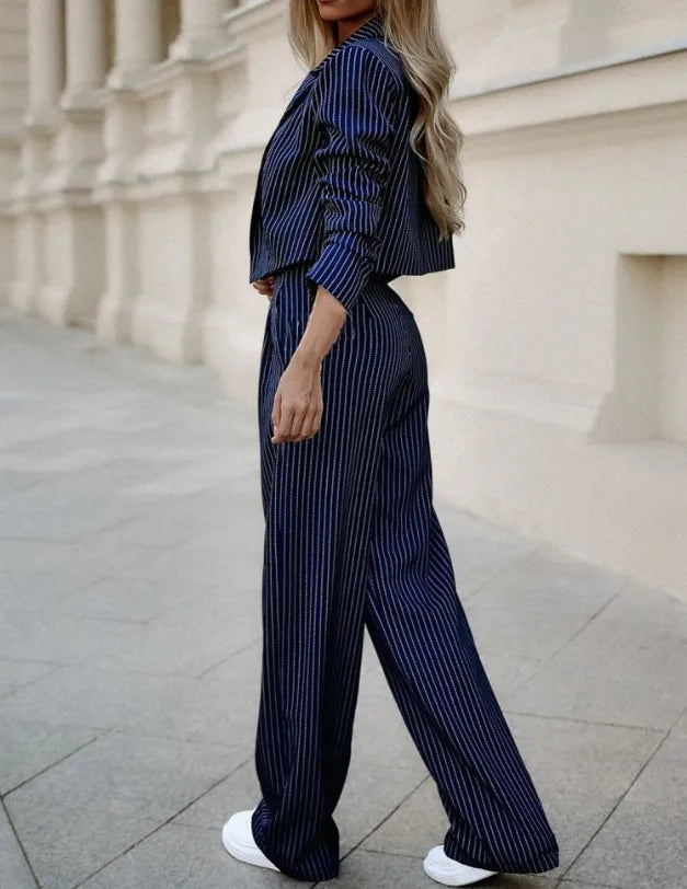 Roselina | Conjunto de dos piezas a rayas para mujer con blazer y pantalón elegante | Sofisticado