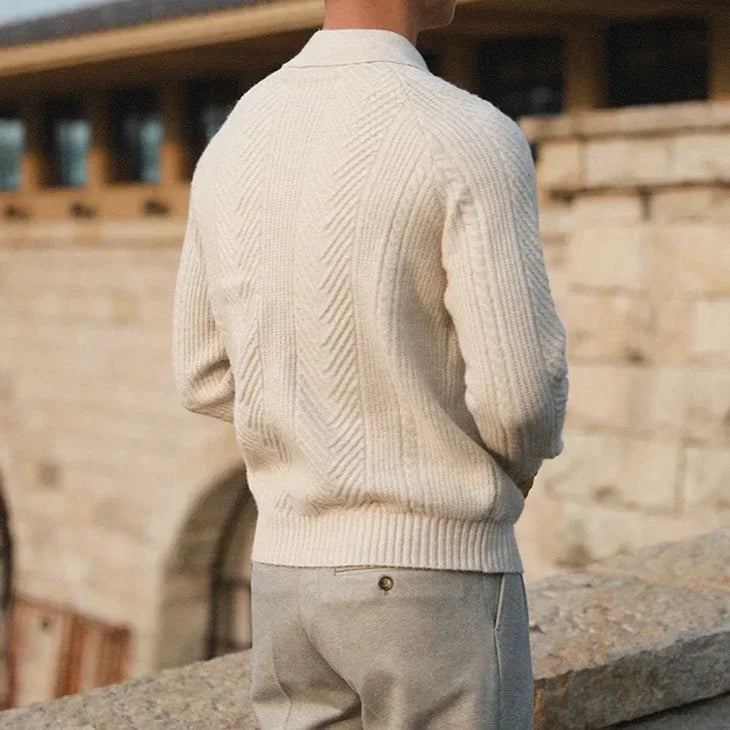 Ismael | Jersey polo de punto con diseño trenzado para hombre