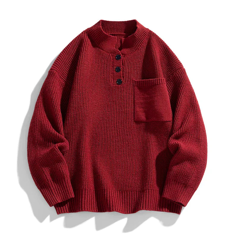 Belcino | Jersey de punto grueso de invierno con botones para hombre