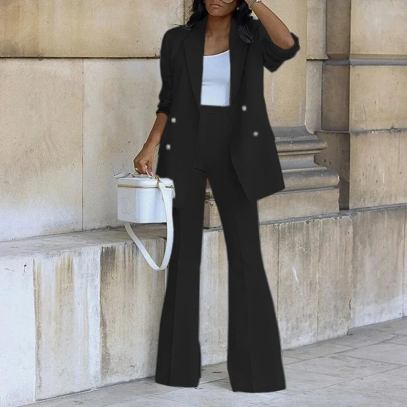 Queralt | Conjunto elegante de traje con blazer largo para mujer