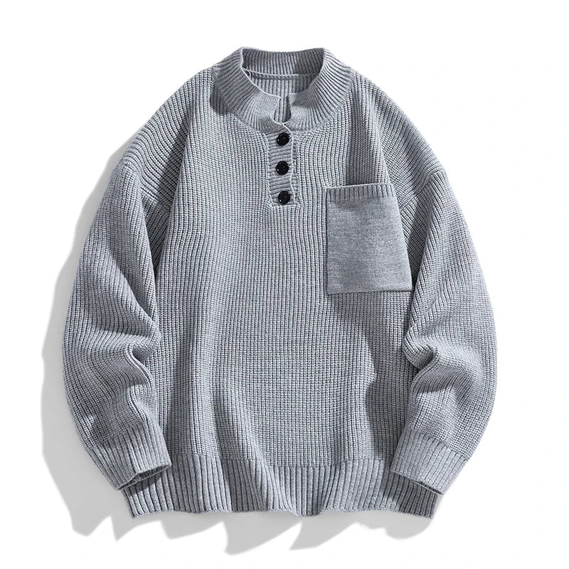 Belcino | Jersey de punto grueso de invierno con botones para hombre