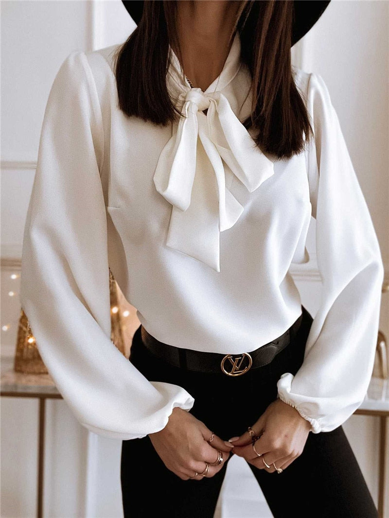 Zaida | Blusa de mujer de manga larga con lazo elegante