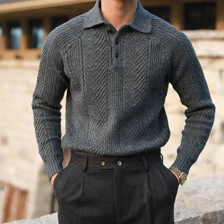 Ismael | Jersey polo de punto con diseño trenzado para hombre