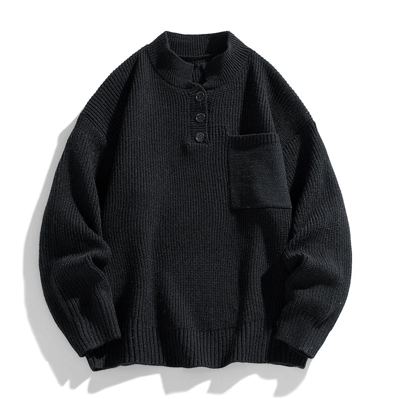 Belcino | Jersey de punto grueso de invierno con botones para hombre
