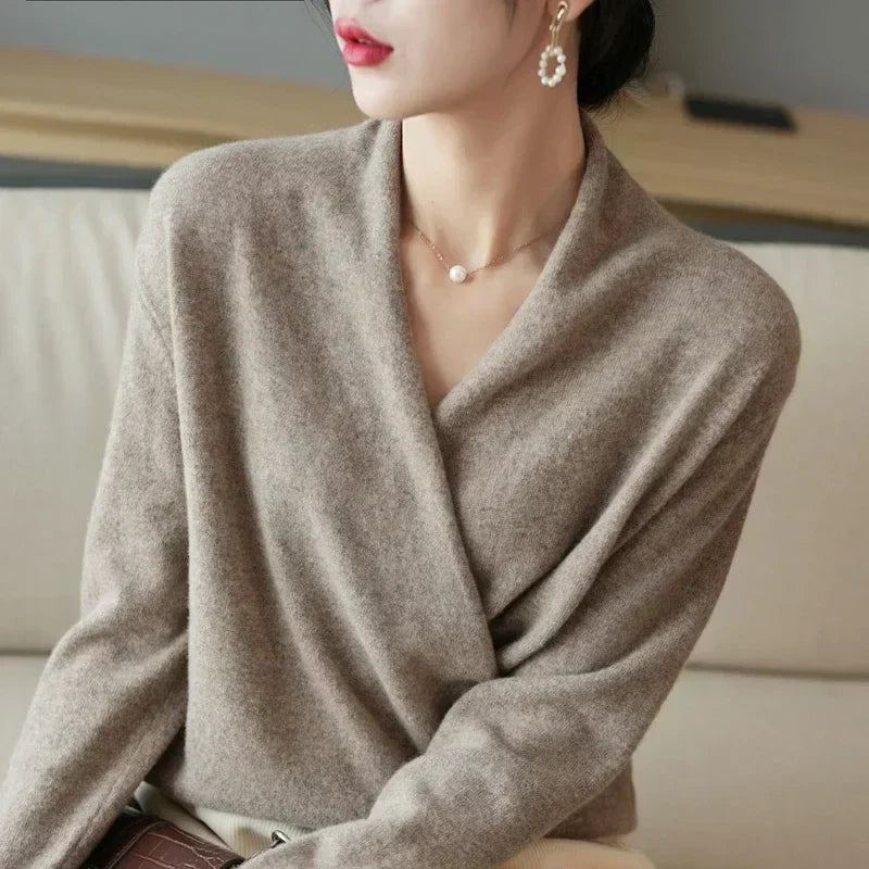 Eirena | Top cruzado con cuello en V para mujer de invierno y primavera