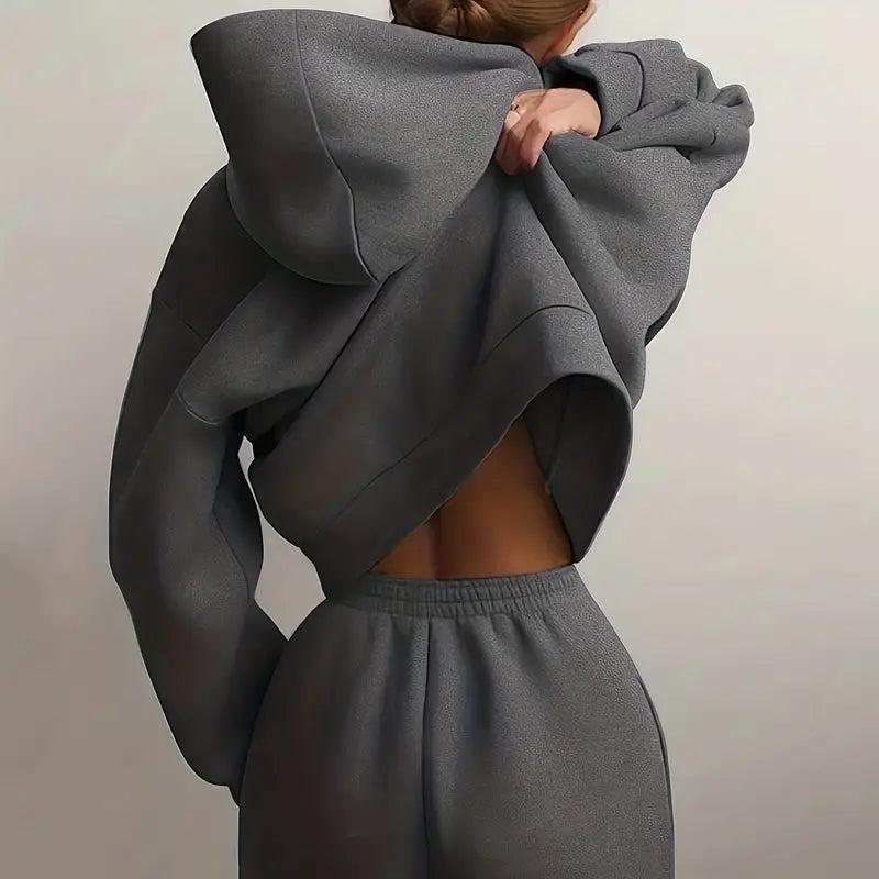 Nieva | Conjunto de chándal oversize de invierno con capucha para mujer