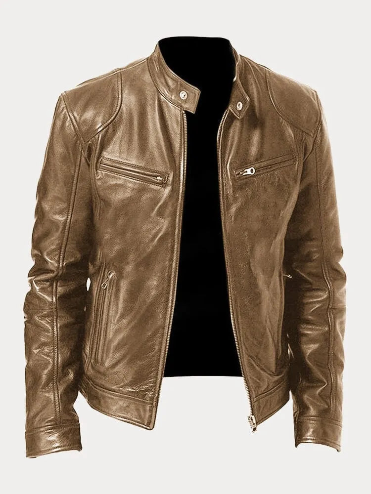 Ignacio | Chaqueta de moto con cremallera y cuello alto para hombre