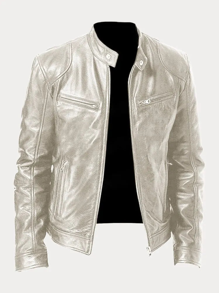 Ignacio | Chaqueta de moto con cremallera y cuello alto para hombre