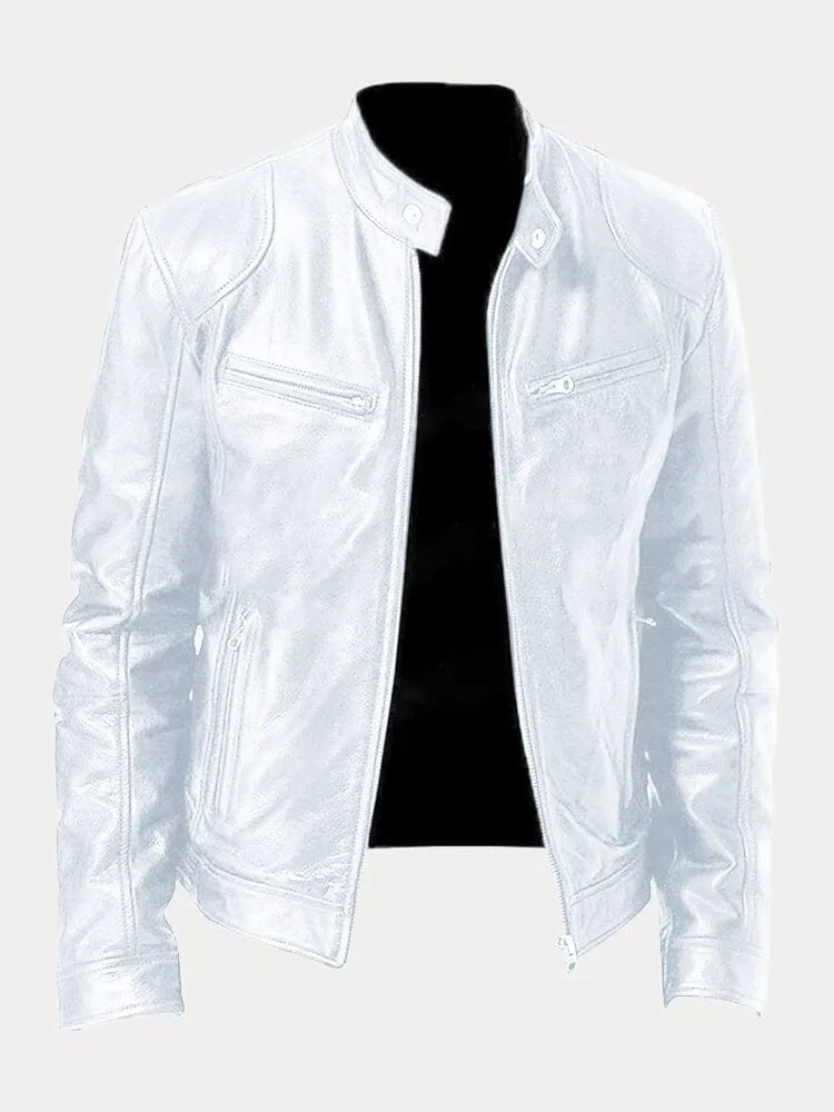 Ignacio | Chaqueta de moto con cremallera y cuello alto para hombre