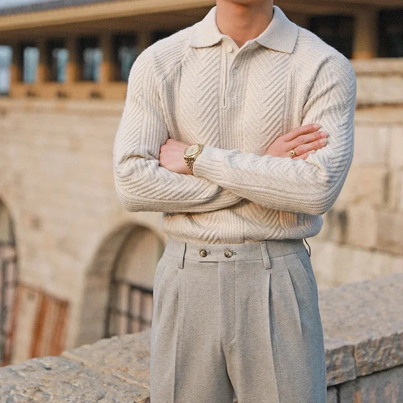 Ismael | Jersey polo de punto con diseño trenzado para hombre