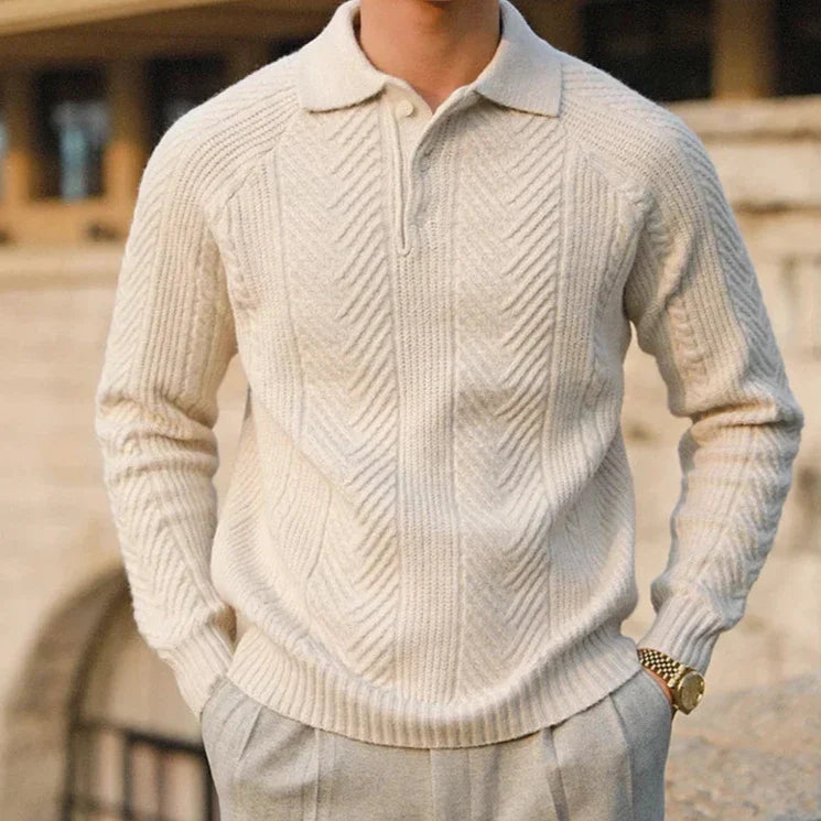 Ismael | Jersey polo de punto con diseño trenzado para hombre