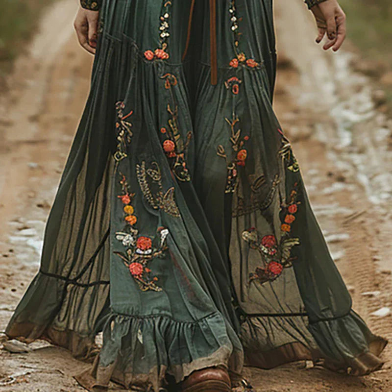 Sohee | Vestido Largo Boho con Bordado Floral