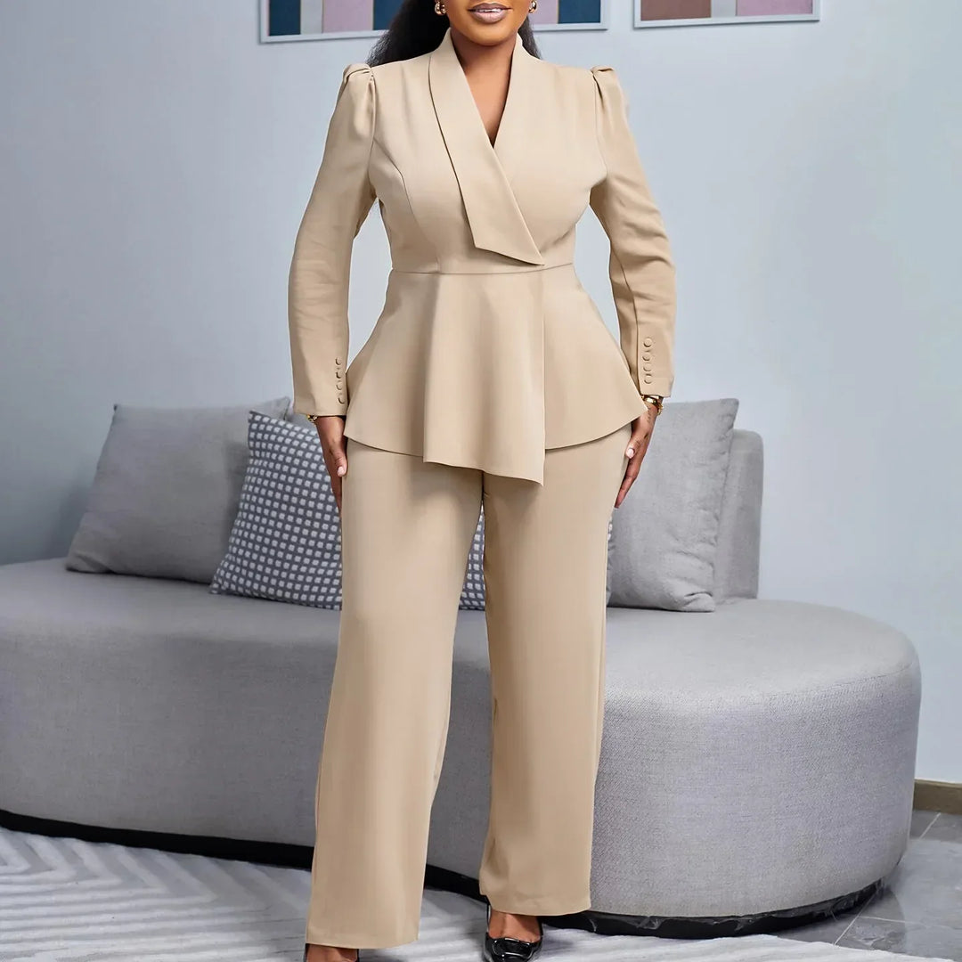 Valeria | Conjunto sastre para mujer con blazer largo entallado