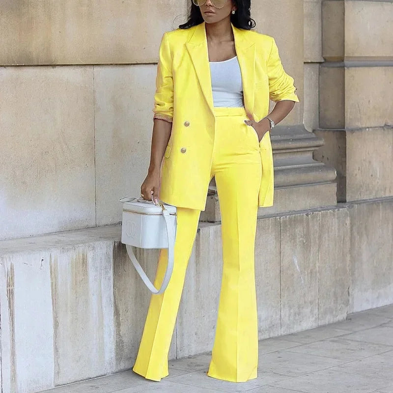 Queralt | Conjunto elegante de traje con blazer largo para mujer