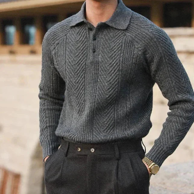 Ismael | Jersey polo de punto con diseño trenzado para hombre