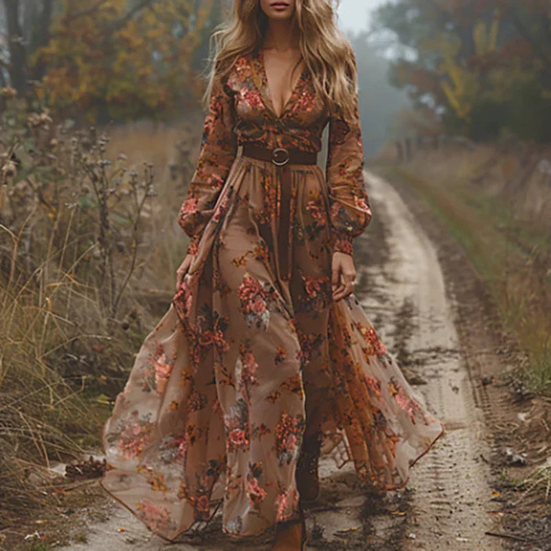 Sohee | Vestido Largo Boho con Bordado Floral