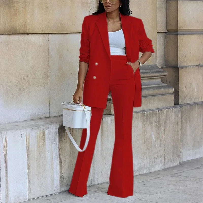 Queralt | Conjunto elegante de traje con blazer largo para mujer