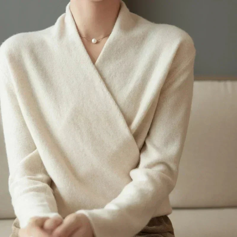 Eirena | Top cruzado con cuello en V para mujer de invierno y primavera