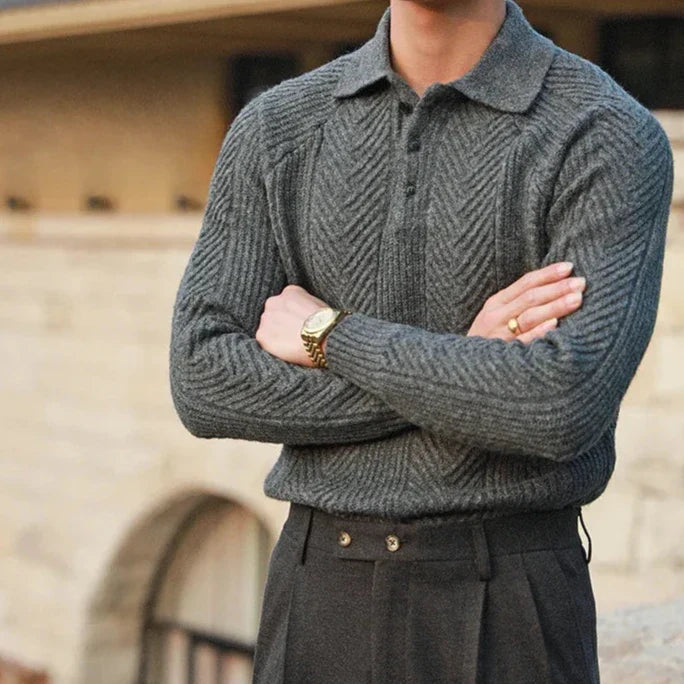 Ismael | Jersey polo de punto con diseño trenzado para hombre