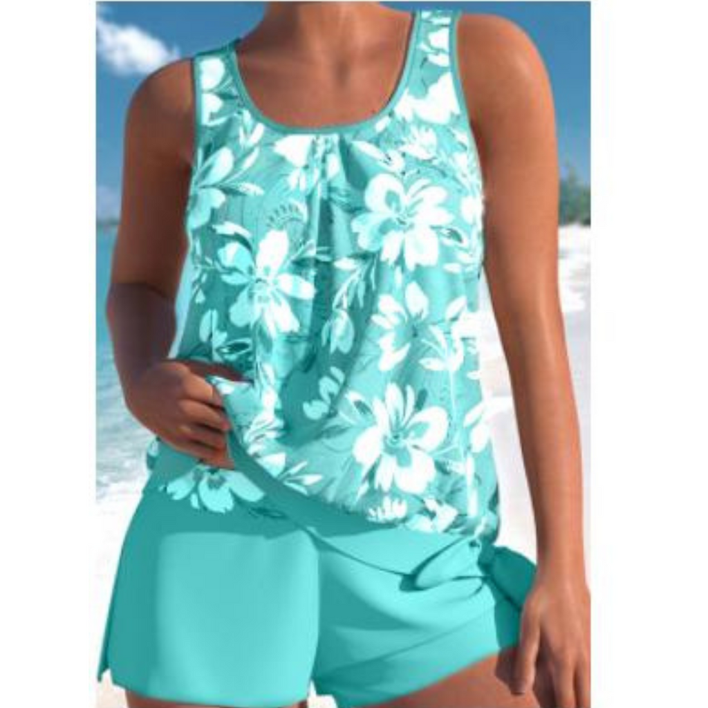 Wilandra | Conjunto de dos piezas para mujer con top floral sin mangas y shorts | Verano