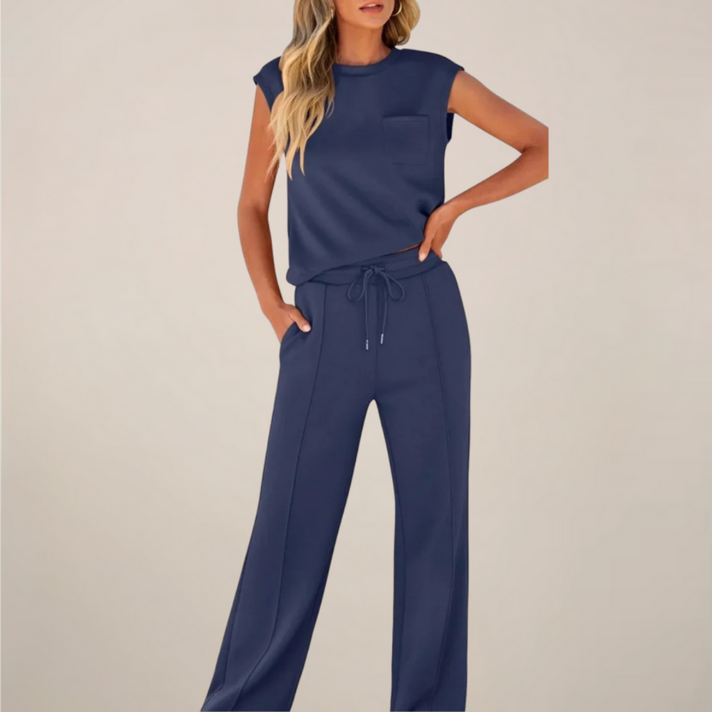 Eulogia | Conjunto de dos piezas de primavera para mujer con pantalón con cordón ajustable