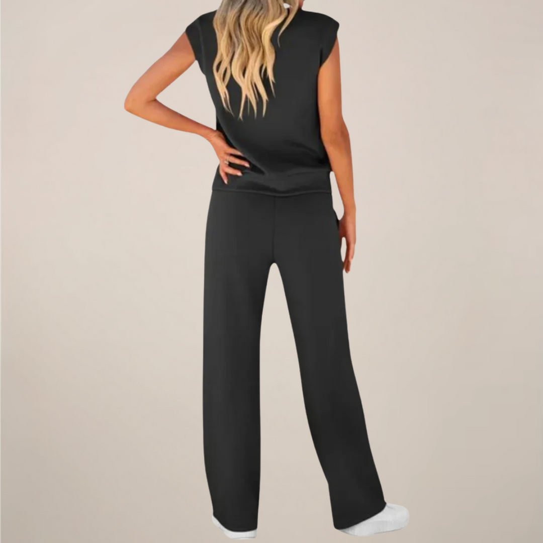 Eulogia | Conjunto de dos piezas de primavera para mujer con pantalón con cordón ajustable