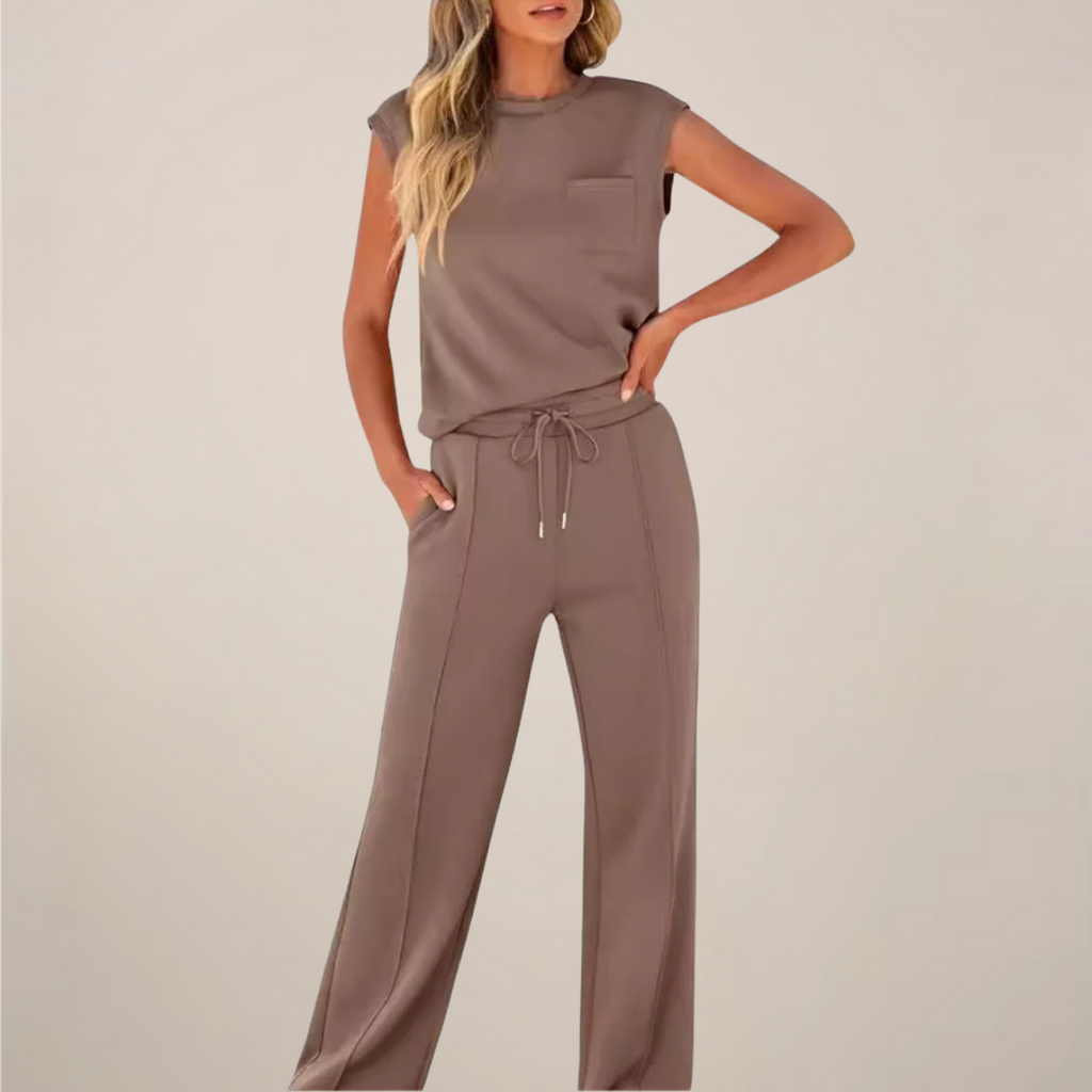 Eulogia | Conjunto de dos piezas de primavera para mujer con pantalón con cordón ajustable