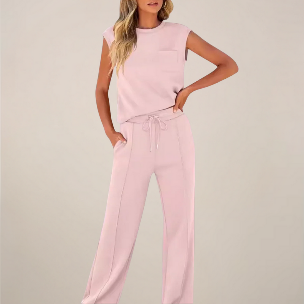 Eulogia | Conjunto de dos piezas de primavera para mujer con pantalón con cordón ajustable