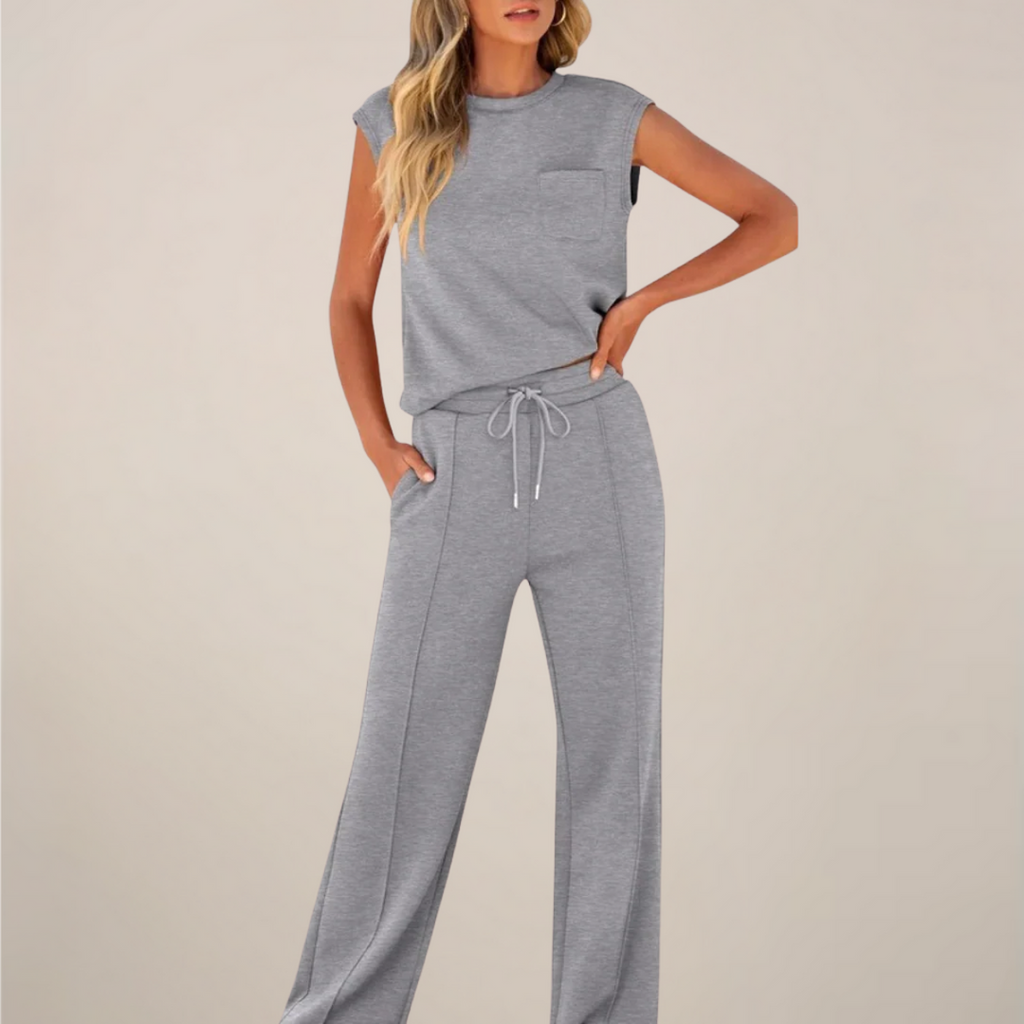 Eulogia | Conjunto de dos piezas de primavera para mujer con pantalón con cordón ajustable
