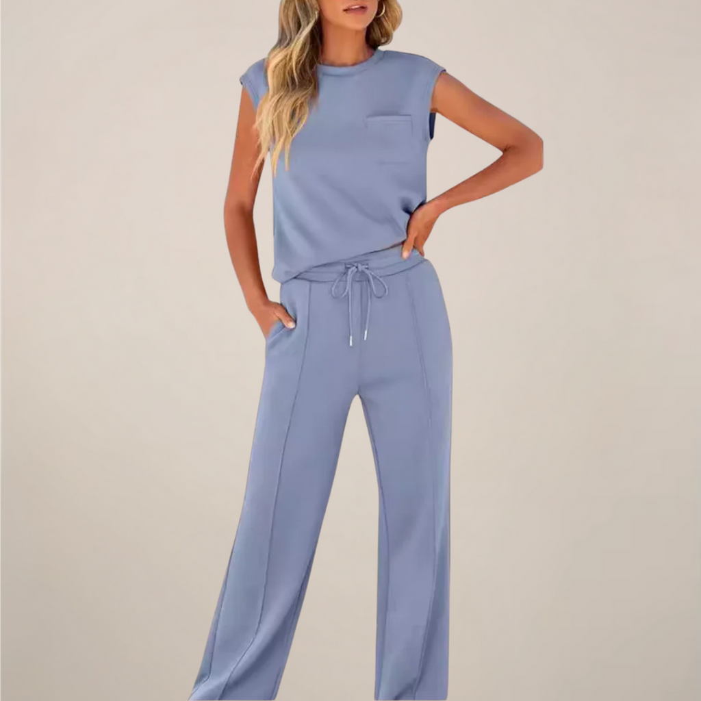 Eulogia | Conjunto de dos piezas de primavera para mujer con pantalón con cordón ajustable