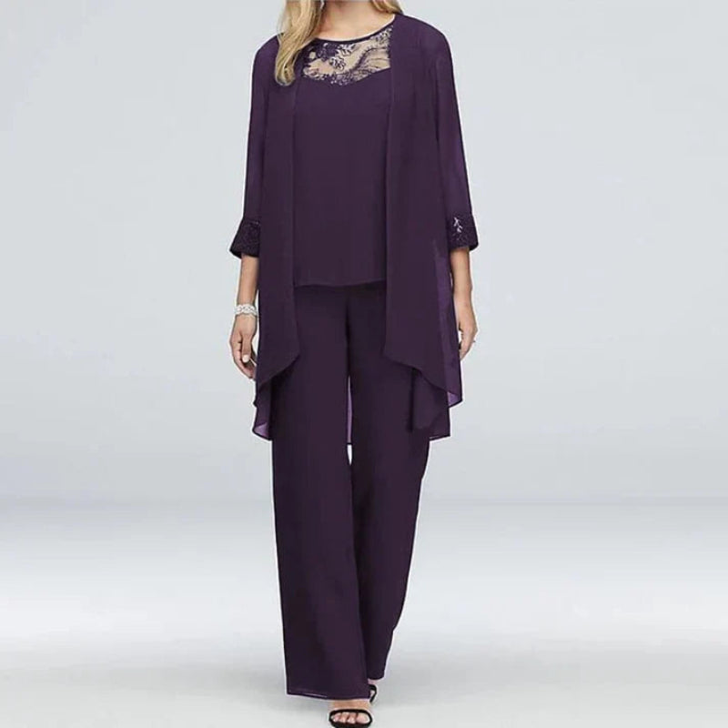 Zoraida | Conjunto de primavera de tres piezas para mujer con pantalón ancho