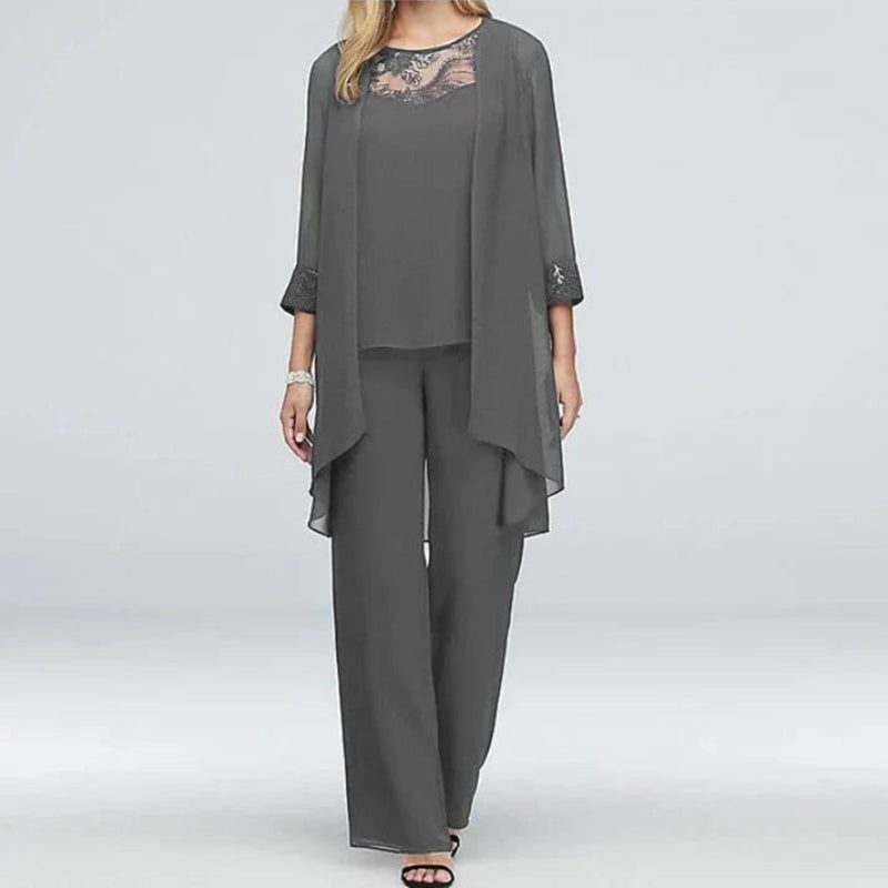 Zoraida | Conjunto de primavera de tres piezas para mujer con pantalón ancho