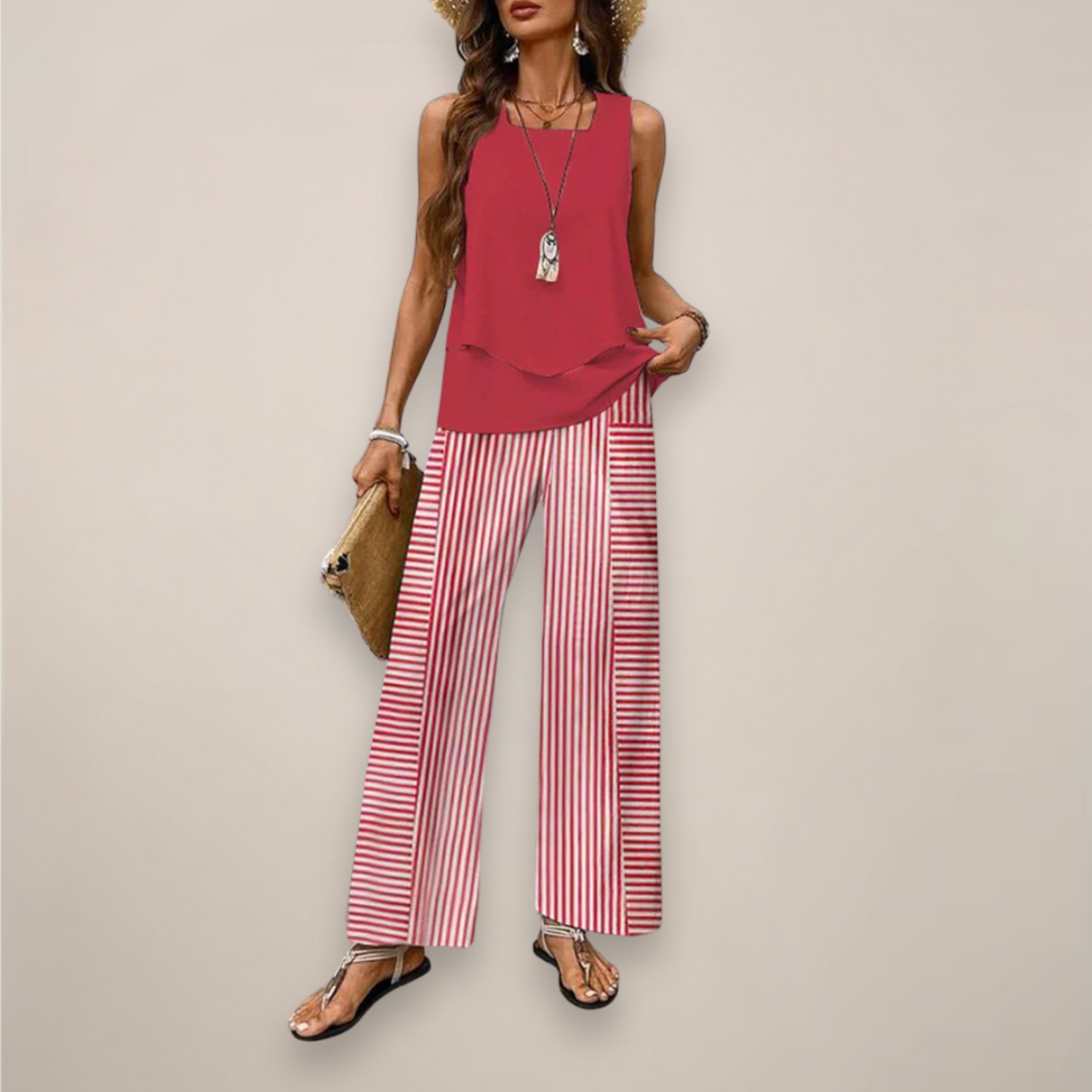 Adoración | Conjunto estampado de mujer para primavera con pantalón ancho