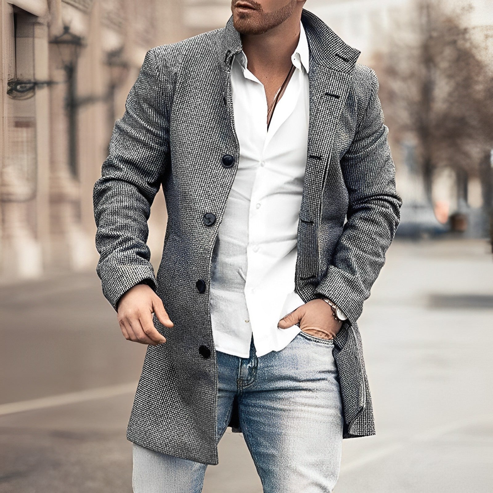 Diego | Abrigo largo con botones de estilo moderno para hombre