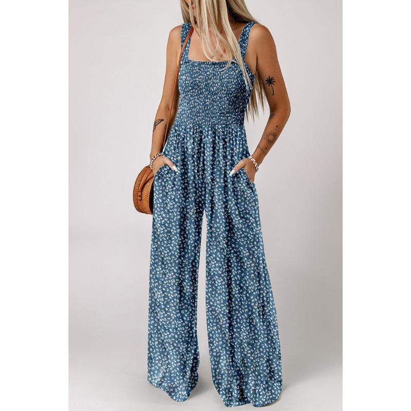Jasmirael | Mono floral de primavera de pierna ancha para mujer