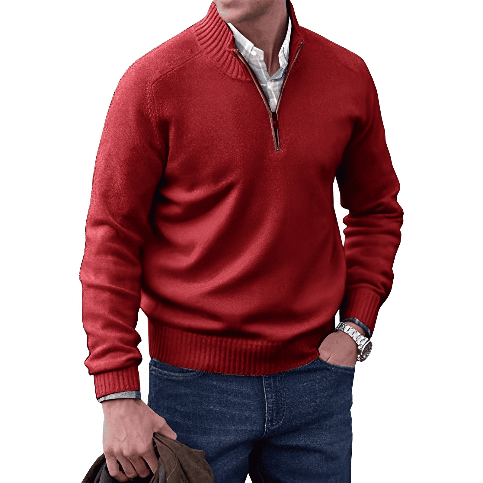 Julio | Jersey de punto casual con media cremallera para hombre