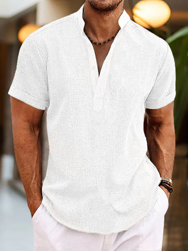 Renzo | Camiseta para hombre de manga corta con cuello henley y diseño casual