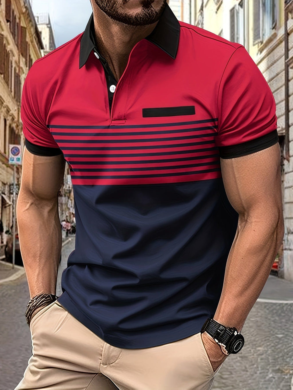Rayan | Polo de hombre de manga corta a rayas para verano | Fresco