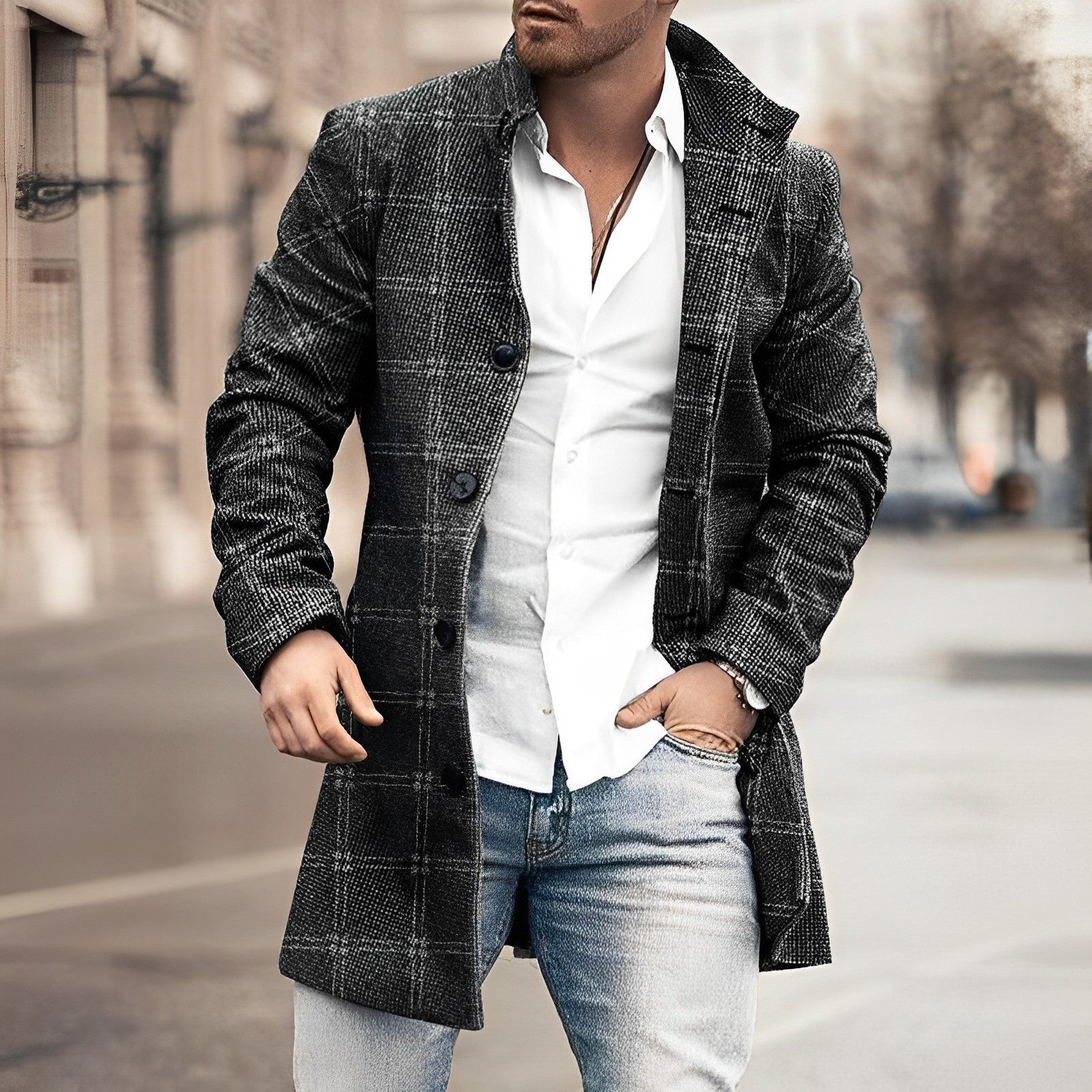 Diego | Abrigo largo con botones de estilo moderno para hombre