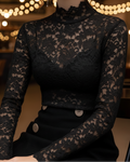Carmen | Blusa de encaje para mujer con cuello alto de primavera