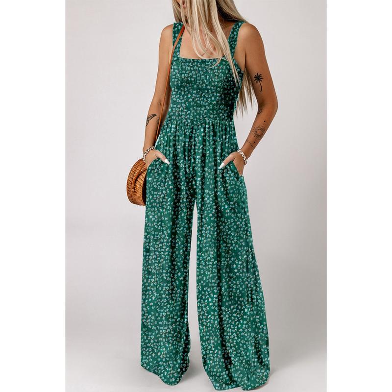 Jasmirael | Mono floral de primavera de pierna ancha para mujer