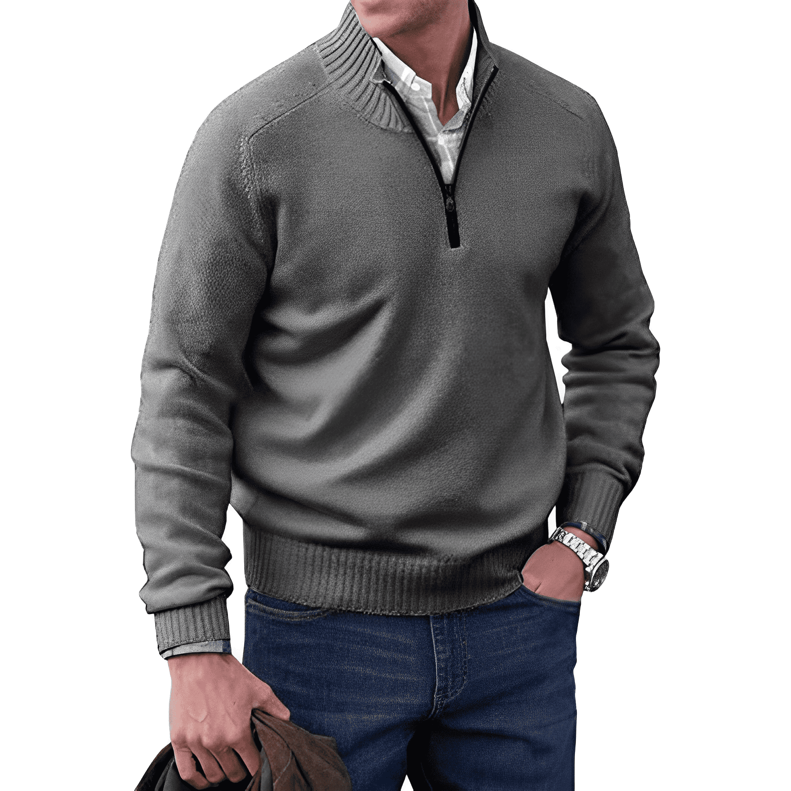 Julio | Jersey de punto casual con media cremallera para hombre