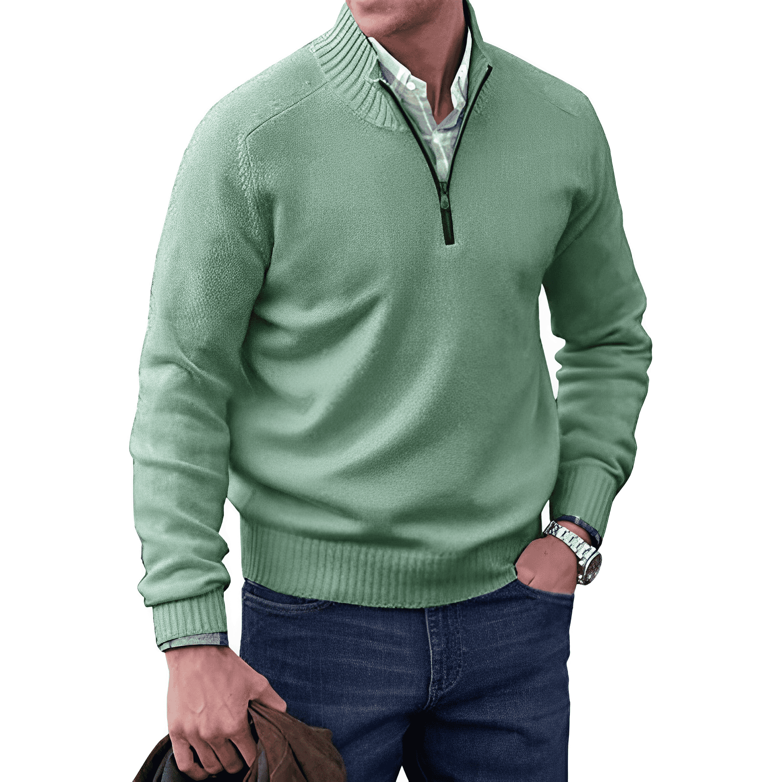 Julio | Jersey de punto casual con media cremallera para hombre