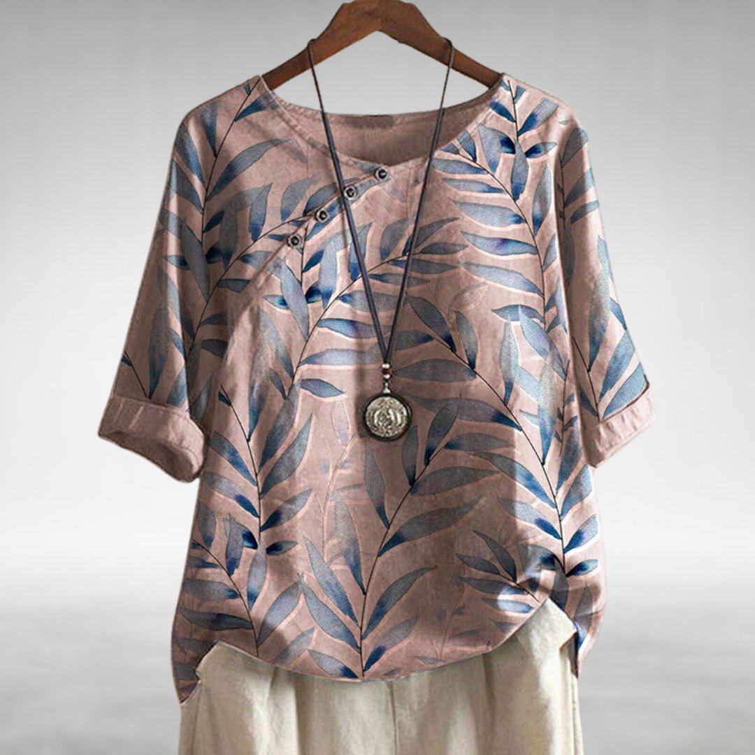 Dune | Blusa casual con estampado de hojas y botones para mujer