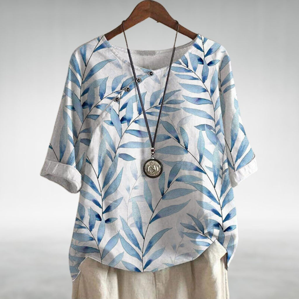 Dune | Blusa casual con estampado de hojas y botones para mujer