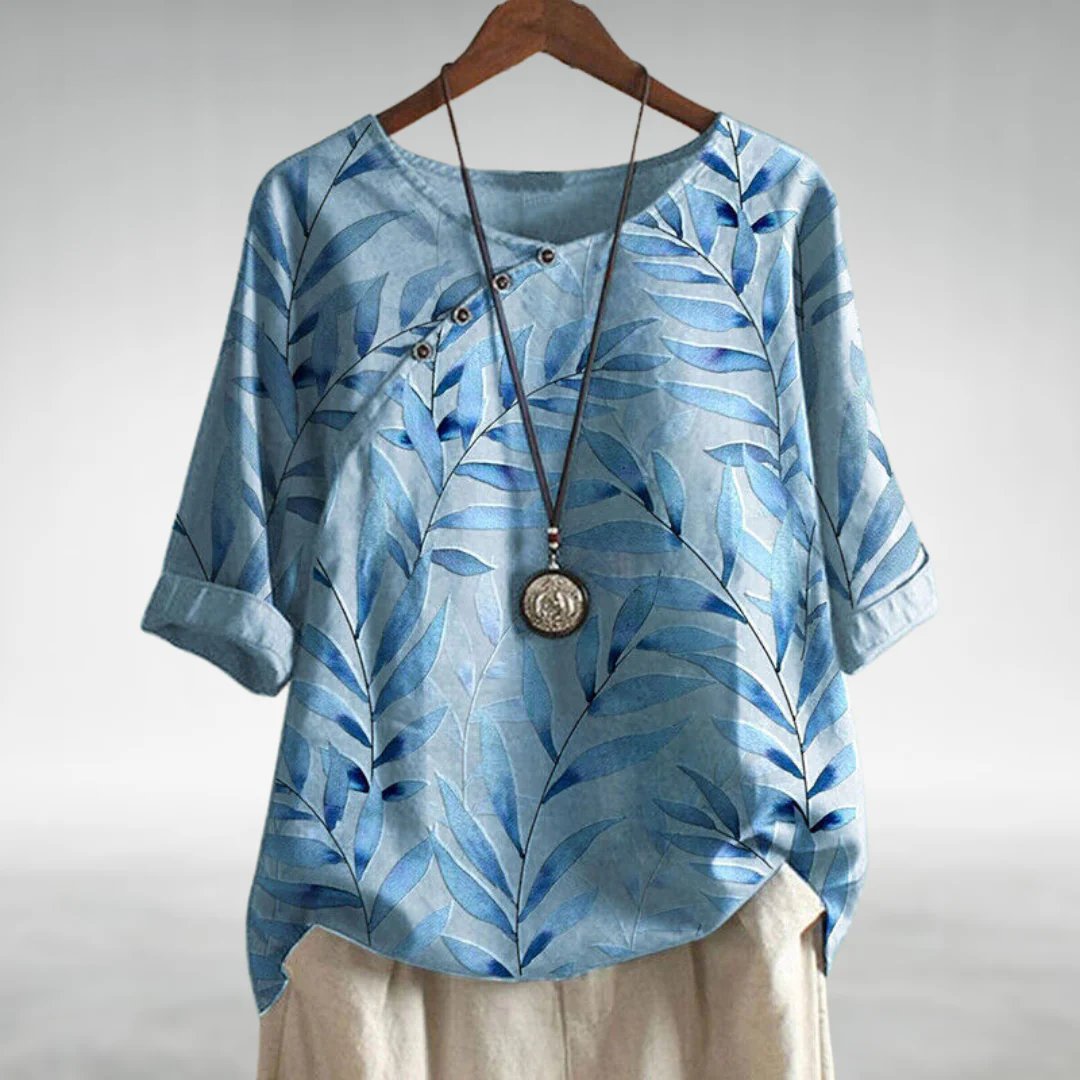 Dune | Blusa casual con estampado de hojas y botones para mujer